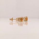 Four Prong Round Citrine Solitaire Stud Earrings | 3mm 4mm 5mm 6mm 7mm 8mm