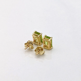 Peridot Emerald Cut Solitaire Stud Earrings |  6x4mm 7x5mm 8x6mm 9x7mm 10x8mm