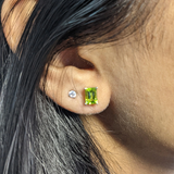 Peridot Emerald Cut Solitaire Stud Earrings |  6x4mm 7x5mm 8x6mm 9x7mm 10x8mm