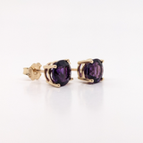 Amethyst Four Prong Studs in Solid 14K Gold | Round 4mm 5mm 6mm 7mm