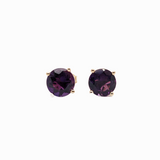 Amethyst Four Prong Studs in Solid 14K Gold | Round 4mm 5mm 6mm 7mm
