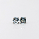 Four Prong Round Aquamarine Solitaire Stud Earrings | 3mm 4mm 5mm 6mm 7mm 8mm