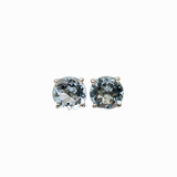 Four Prong Round Aquamarine Solitaire Stud Earrings | 3mm 4mm 5mm 6mm 7mm 8mm
