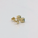 Four Prong Round Aquamarine Solitaire Stud Earrings | 3mm 4mm 5mm 6mm 7mm 8mm