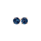 Four Prong Round London Topaz Solitaire Stud Earrings | 3mm 4mm 5mm 6mm 7mm 8mm