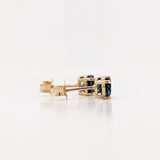 Four Prong Round London Topaz Solitaire Stud Earrings | 3mm 4mm 5mm 6mm 7mm 8mm