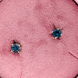 Four Prong Round London Topaz Solitaire Stud Earrings | 3mm 4mm 5mm 6mm 7mm 8mm