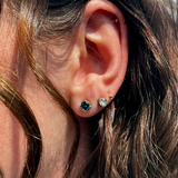 Four Prong Round London Topaz Solitaire Stud Earrings | 3mm 4mm 5mm 6mm 7mm 8mm
