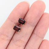 Garnet Emerald Cut Solitaire Stud Earrings | 6x4mm 7x5mm 8x6mm 9x7mm 10x8mm