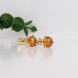 Citrine Round Martini Solitaire Stud Earrings | 3mm 4mm 5mm 6mm 7mm 8mm