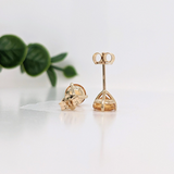 Citrine Round Martini Solitaire Stud Earrings | 3mm 4mm 5mm 6mm 7mm 8mm