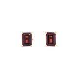 Garnet Emerald Cut Solitaire Stud Earrings | 6x4mm 7x5mm 8x6mm 9x7mm 10x8mm