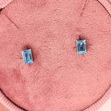Swiss Topaz Emerald Cut Solitaire Stud Earrings | 6x4mm 7x5mm 8x6mm 9x7mm 10x8mm