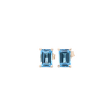 Swiss Topaz Emerald Cut Solitaire Stud Earrings | 6x4mm 7x5mm 8x6mm 9x7mm 10x8mm