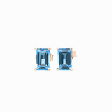 Swiss Topaz Emerald Cut Solitaire Stud Earrings | 6x4mm 7x5mm 8x6mm 9x7mm 10x8mm
