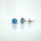 Swiss Topaz Round Martini Prong Solitaire Stud Earrings | 3mm 4mm 5mm 6mm 7mm 8mm