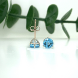 Swiss Topaz Round Martini Prong Solitaire Stud Earrings | 3mm 4mm 5mm 6mm 7mm 8mm