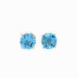 Four Prong Round Swiss Topaz Solitaire Stud Earrings | 3mm 4mm 5mm 6mm 7mm 8mm