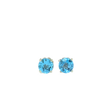 Four Prong Round Swiss Topaz Solitaire Stud Earrings | 3mm 4mm 5mm 6mm 7mm 8mm