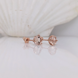 Peach Morganite Martini Prong Studs in Solid 14K Gold | Round 6mm