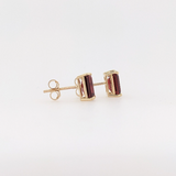 Garnet Emerald Cut Solitaire Stud Earrings | 6x4mm 7x5mm 8x6mm 9x7mm 10x8mm