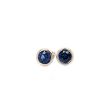 Solitaire Bezel Round Blue Sapphire Solitaire Stud Earrings | 6mm