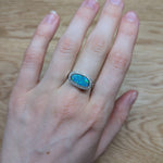 lali 14k white gold 1.93cts boulder opal diamond ring | fancy shape 13x6.6mm