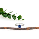 Eleana 14K White Gold 1.13cts Ceylon Sapphire Diamond Engagement Ring | Oval 6x4.7mm