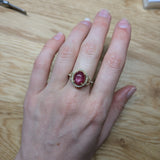 astra 14k yellow gold 4.95cts star ruby diamond wedding ring | oval 11x8mm