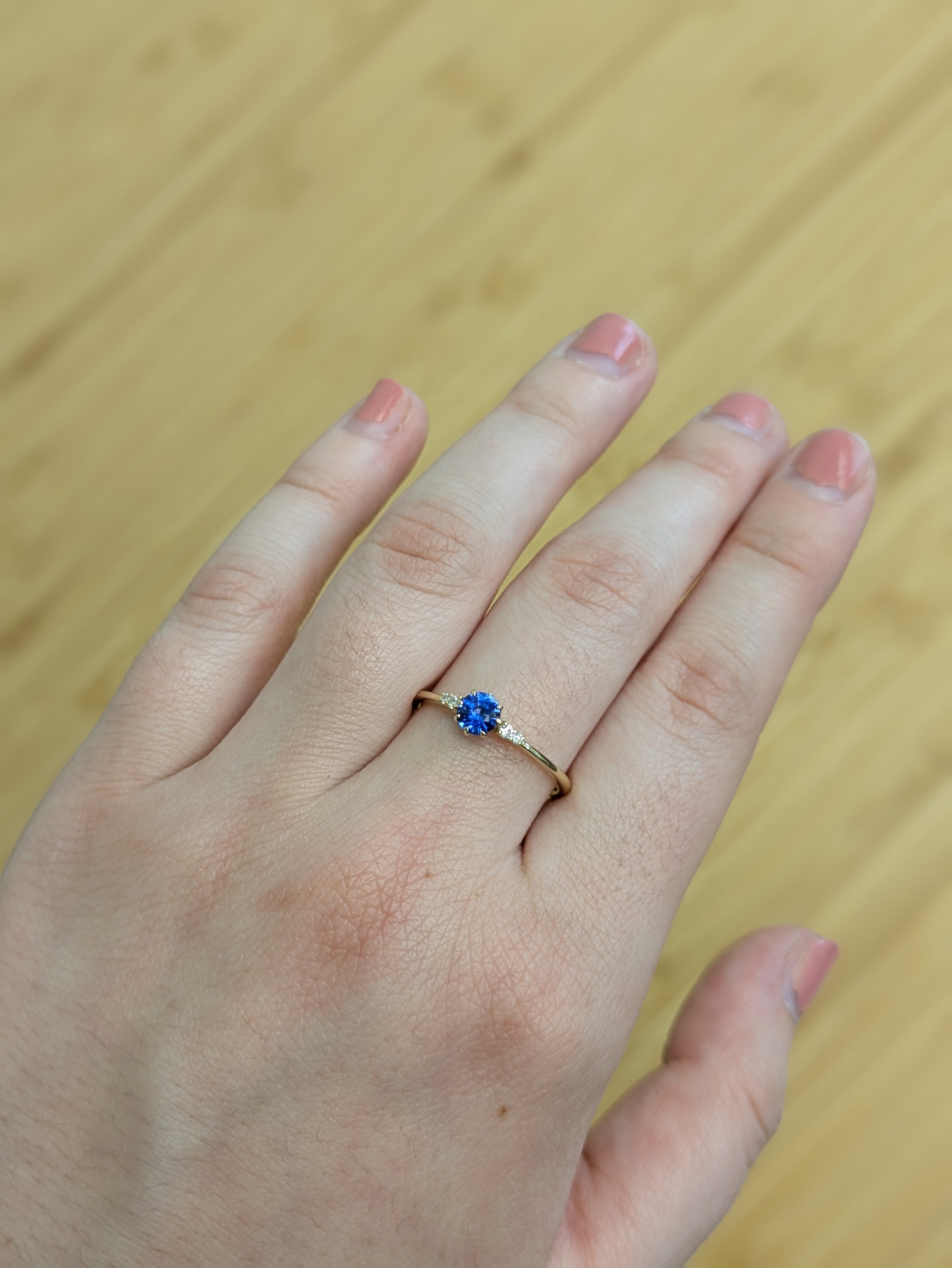 Vino 14K Yellow Gold 0.43cts AAA Ceylon Sapphire Diamond Ring | Round 5mm