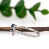 Niyati 14K White Gold Ceylon Blue Sapphire Diamond Ring | Round 4.5mm