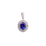 Soleil 14k Dual Gold Tanzanite Pendant with Natural Diamonds Halo | Oval 9x7mm