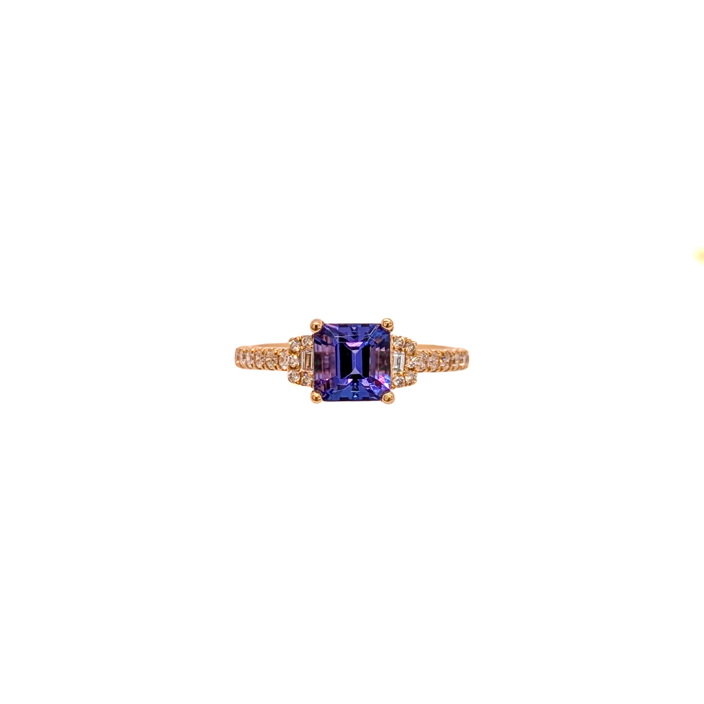 zanira 14k yellow gold 1.43cts tanzanite diamond ring | emerald cut 6mm