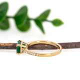 Sidha 14K Yellow Gold Colombian Emerald Diamond Ring | EM 7x5mm