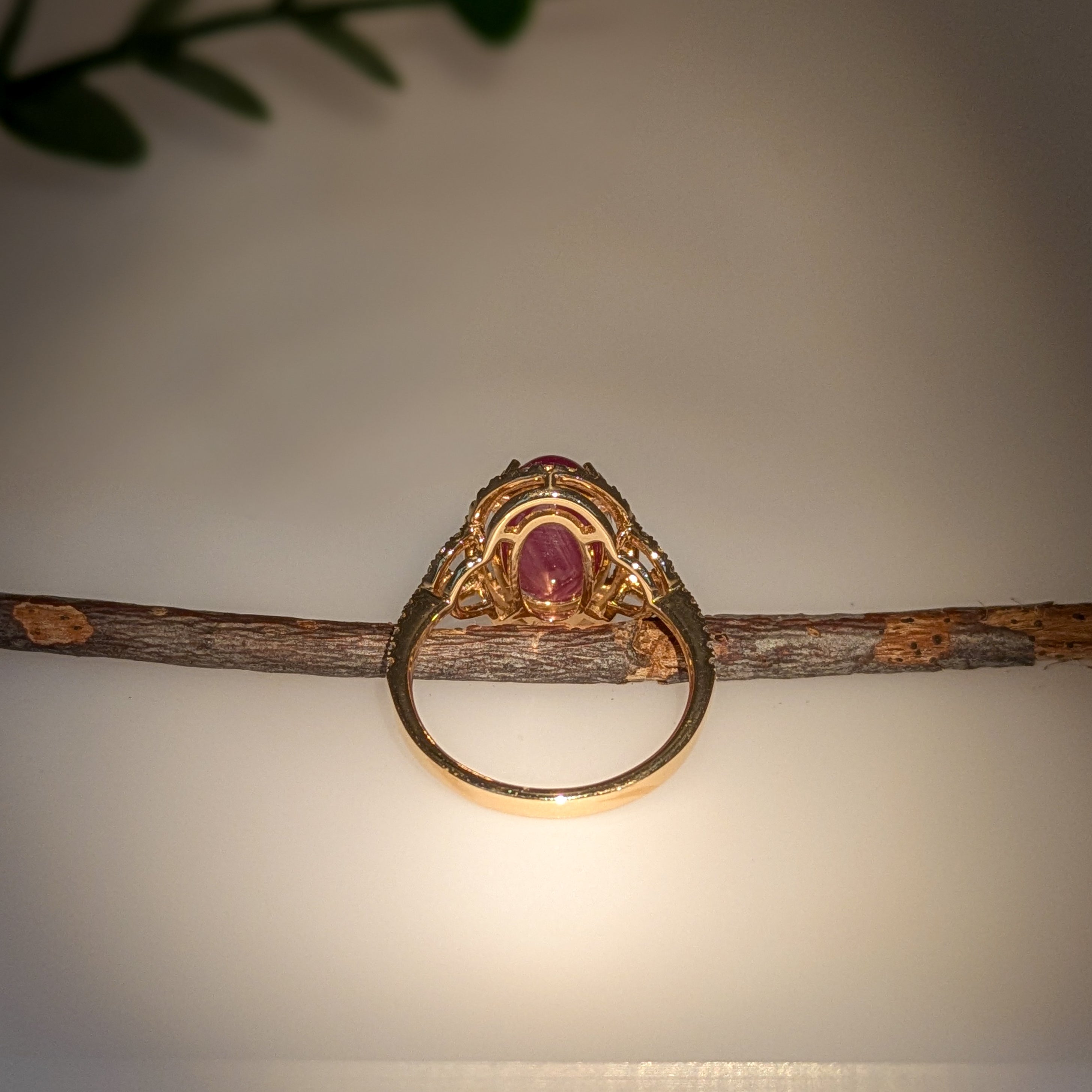 Angelic 14K Yellow Gold 5.87cts Star Ruby Diamond Wedding Ring | Oval - 12.5X8mm