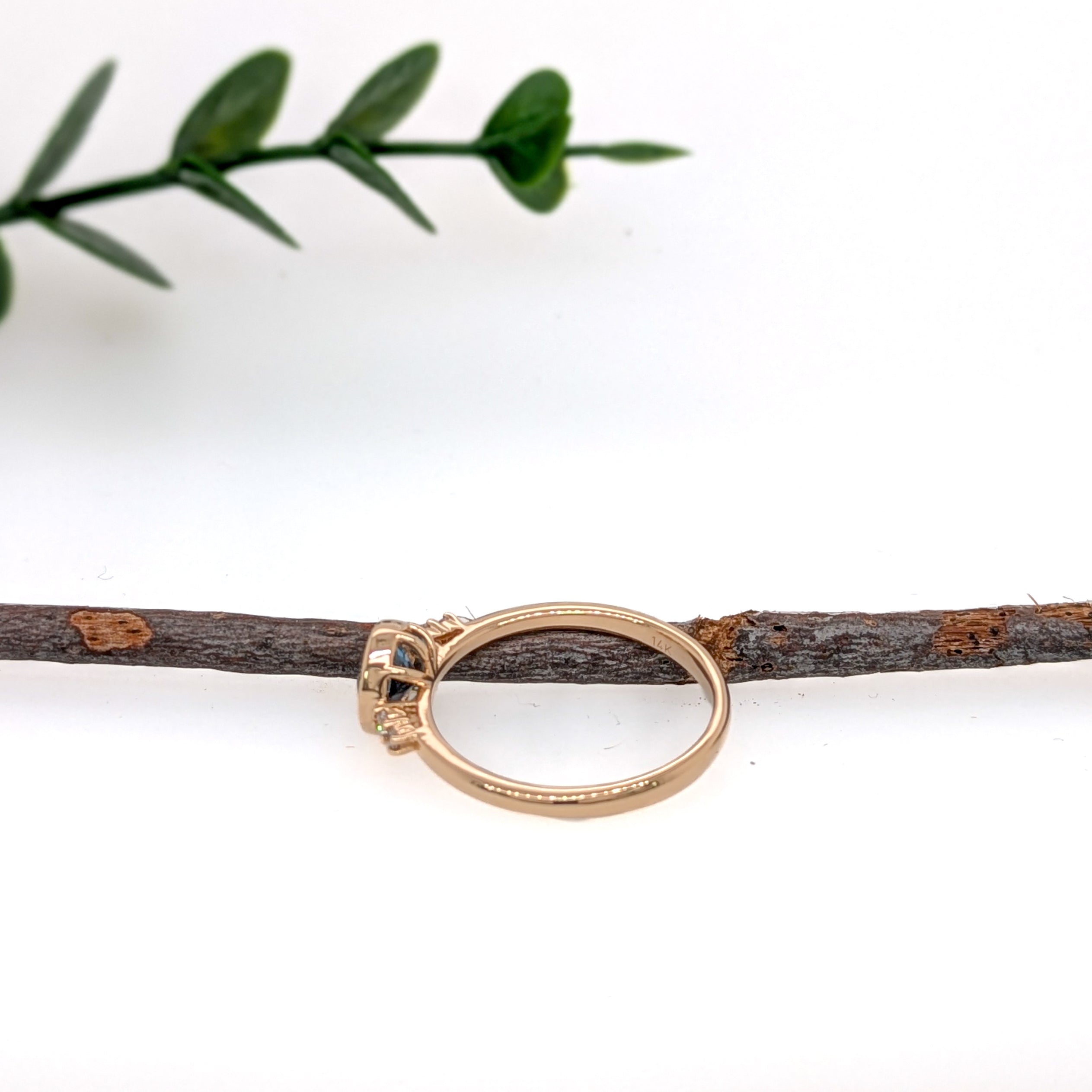 tia 14k yellow gold 0.80cts london topaz diamond ring | round 6mm