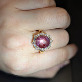 Chitra 14K Yellow Gold Madagascar Star Ruby Diamond Ring | Oval 11x9.5mm