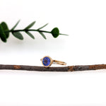 Nivya 14K Yellow Gold 1.24cts AAA Tanzanite Diamond Ring | Round 7mm