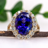 Rani 14K Yellow Gold 4.96cts AAA Deluxe Tanzanite Diamond Ring | Oval Shape 14x10mm