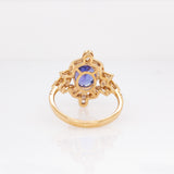 Ishira 14k Solid Gold Tanzanite Ring with Natural Diamonds Accents | Oval 9x7mm