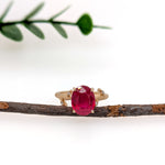 Sunlight 14K Yellow gold 3.9cts Madagascar Ruby Diamond Ring | Oval 10x8mm