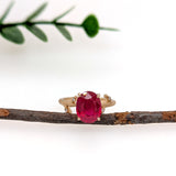 Sunlight 14K Yellow gold 3.9cts Madagascar Ruby Diamond Ring | Oval 10x8mm