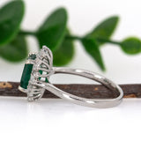 Mukta 14K White Gold 1.66cts Zambian Emerald Diamond Ring | Emerald Cut  8x6mm