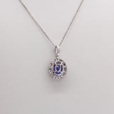 Soleil 14k Dual Gold Tanzanite Pendant with Natural Diamonds Halo | Oval 9x7mm