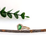 Nivi 14K Yellow Gold 0.82cts Rare Tsavorite Garnet Diamond Ring | Cushion 7x5mm