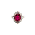 Nitya 14K White Gold 5.08cts Madagascar Ruby Diamond Ring | Oval 11x9mm