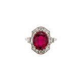 Nitya 14K White Gold 5.08cts Madagascar Ruby Diamond Ring | Oval 11x9mm