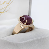 Bold Collection | 14K Yellow Gold 7.3cts Star Ruby Diamond Ring | Oval 10.5x9.6mm