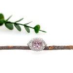 Lara 14K Dual White Yellow Gold 2.97cts Cor de Rosa Morganite Diamond Ring | Cushion 9mm