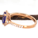 Meera 14K Rose Gold Tanzanite Diamond Ring | EM 7x5mm